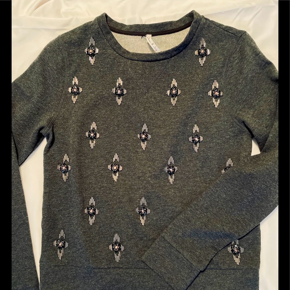 Beaded Willow & Clay Charcoal Crewneck -Sz S
